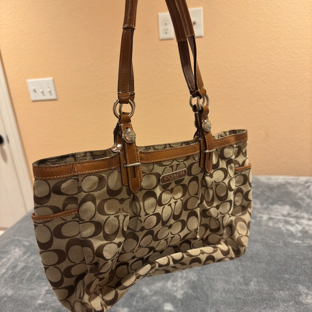 Coach Signature Brown and Tan Tote